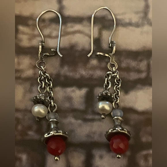 Silpada Sterling Silver and Ruby New Jade 
Earrings - Picture 3 of 6